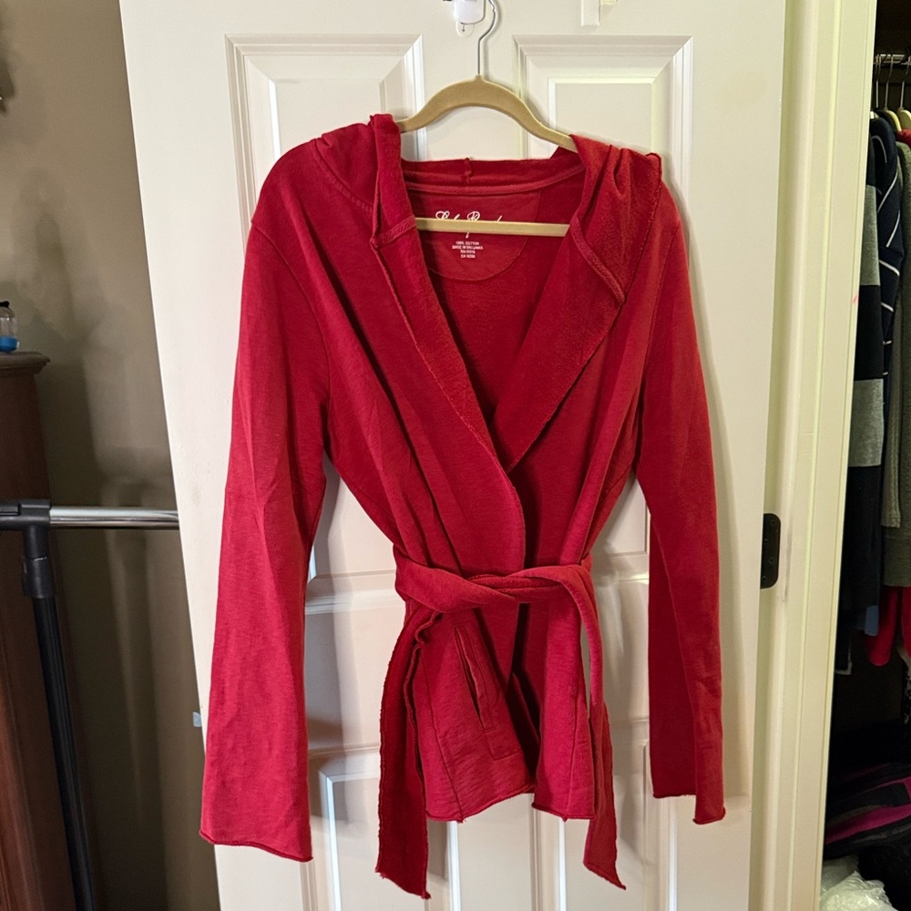 Lucky Brand Red Y2K Vintage French Terry Shibuya Wrap Cardigan - Picture 2 of 4